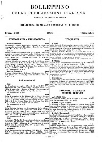 Bollettino delle pubblicazioni italiane ricevute per diritto di stampa