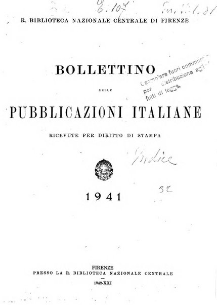 Bollettino delle pubblicazioni italiane ricevute per diritto di stampa