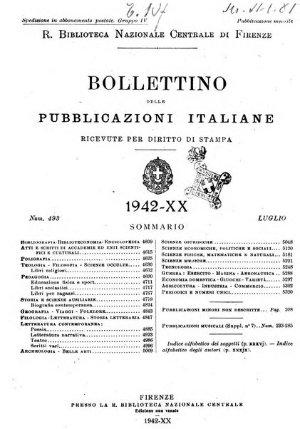 Bollettino delle pubblicazioni italiane ricevute per diritto di stampa