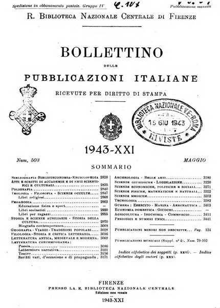 Bollettino delle pubblicazioni italiane ricevute per diritto di stampa