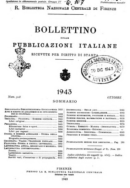 Bollettino delle pubblicazioni italiane ricevute per diritto di stampa