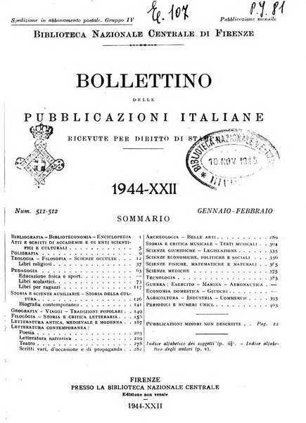 Bollettino delle pubblicazioni italiane ricevute per diritto di stampa