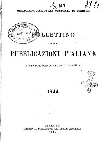 Bollettino delle pubblicazioni italiane ricevute per diritto di stampa