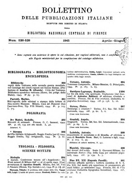 Bollettino delle pubblicazioni italiane ricevute per diritto di stampa