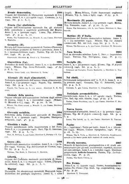 Bollettino delle pubblicazioni italiane ricevute per diritto di stampa