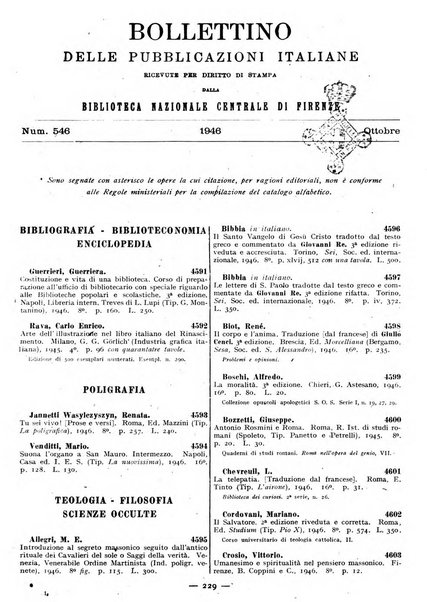 Bollettino delle pubblicazioni italiane ricevute per diritto di stampa