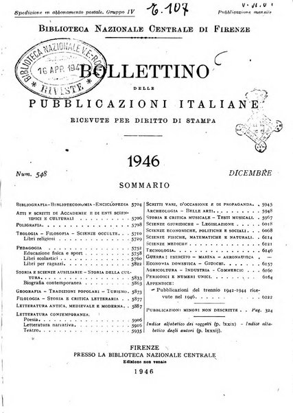 Bollettino delle pubblicazioni italiane ricevute per diritto di stampa