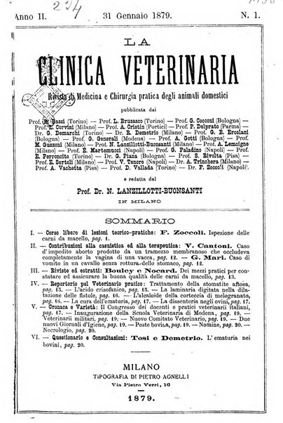 La clinica veterinaria rivista di medicina e chirurgia pratica degli animali domestici