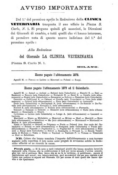 La clinica veterinaria rivista di medicina e chirurgia pratica degli animali domestici