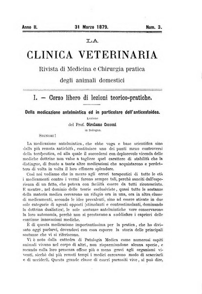 La clinica veterinaria rivista di medicina e chirurgia pratica degli animali domestici