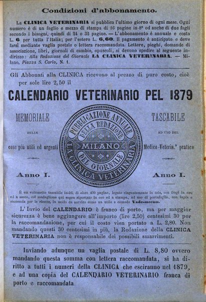 La clinica veterinaria rivista di medicina e chirurgia pratica degli animali domestici