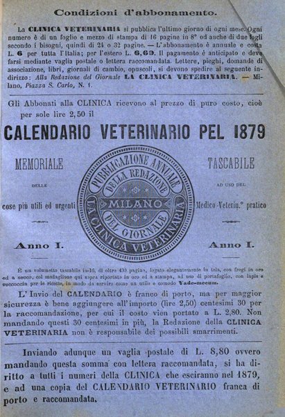 La clinica veterinaria rivista di medicina e chirurgia pratica degli animali domestici