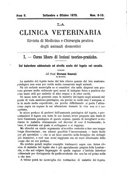 La clinica veterinaria rivista di medicina e chirurgia pratica degli animali domestici