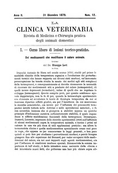 La clinica veterinaria rivista di medicina e chirurgia pratica degli animali domestici