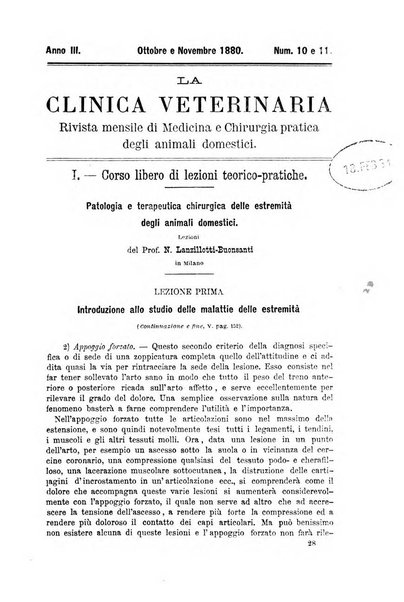 La clinica veterinaria rivista di medicina e chirurgia pratica degli animali domestici