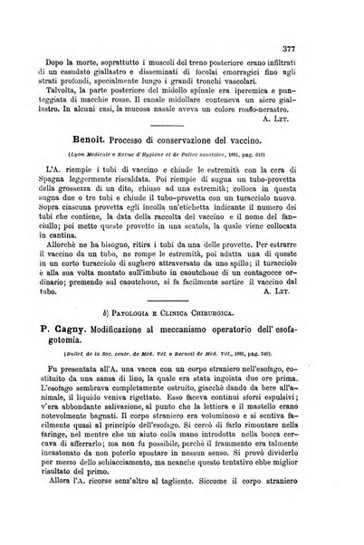 La clinica veterinaria rivista di medicina e chirurgia pratica degli animali domestici