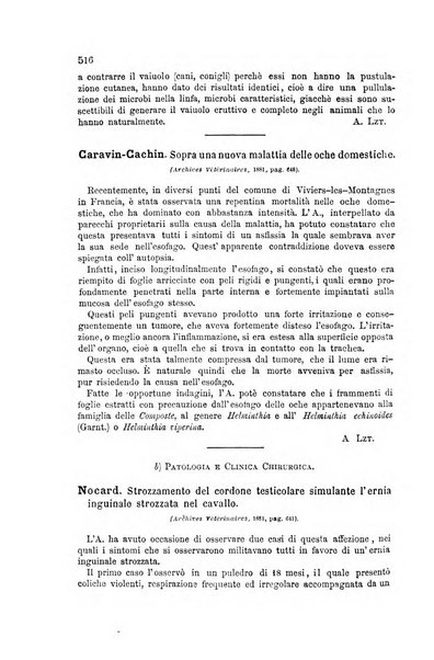 La clinica veterinaria rivista di medicina e chirurgia pratica degli animali domestici