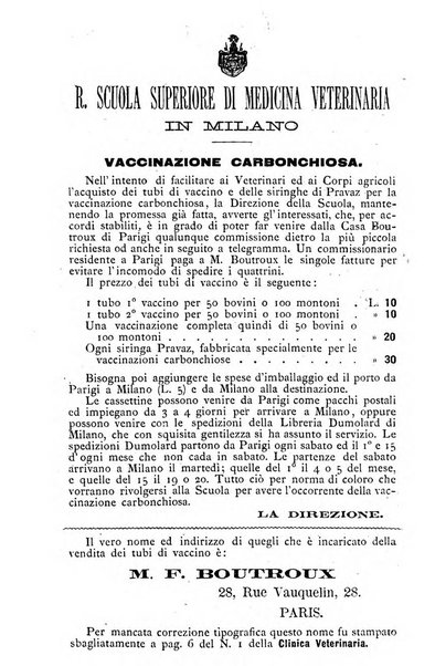 La clinica veterinaria rivista di medicina e chirurgia pratica degli animali domestici