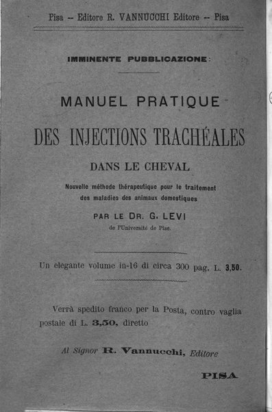 La clinica veterinaria rivista di medicina e chirurgia pratica degli animali domestici