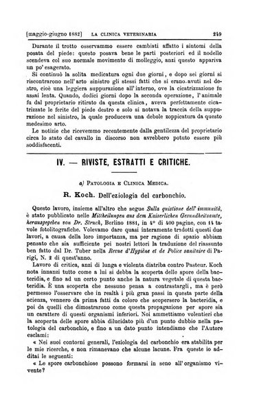 La clinica veterinaria rivista di medicina e chirurgia pratica degli animali domestici