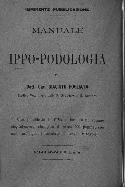 La clinica veterinaria rivista di medicina e chirurgia pratica degli animali domestici