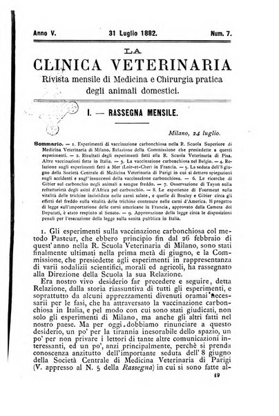 La clinica veterinaria rivista di medicina e chirurgia pratica degli animali domestici