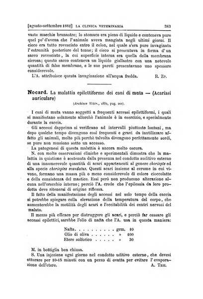 La clinica veterinaria rivista di medicina e chirurgia pratica degli animali domestici