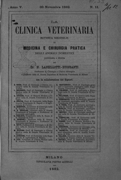 La clinica veterinaria rivista di medicina e chirurgia pratica degli animali domestici