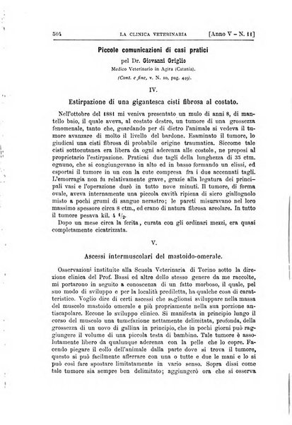 La clinica veterinaria rivista di medicina e chirurgia pratica degli animali domestici