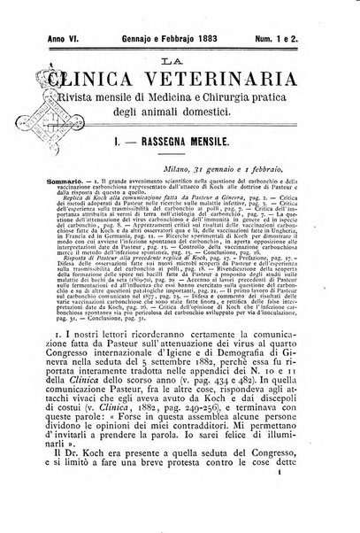 La clinica veterinaria rivista di medicina e chirurgia pratica degli animali domestici