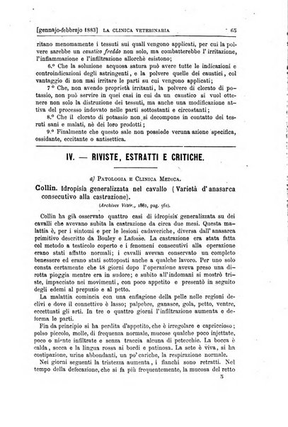 La clinica veterinaria rivista di medicina e chirurgia pratica degli animali domestici