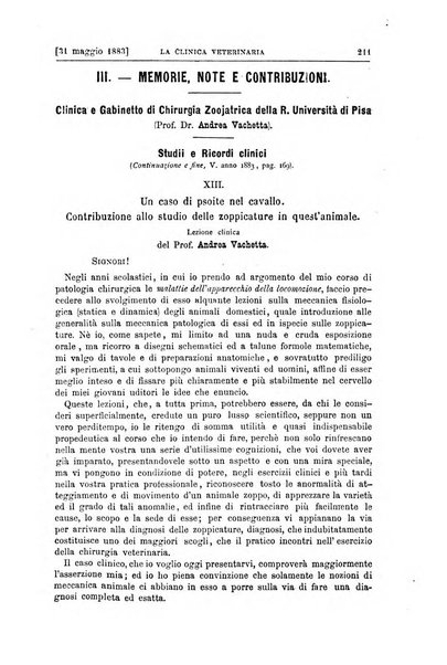 La clinica veterinaria rivista di medicina e chirurgia pratica degli animali domestici