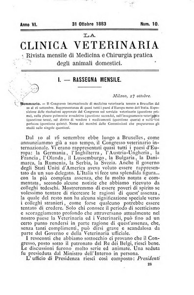 La clinica veterinaria rivista di medicina e chirurgia pratica degli animali domestici