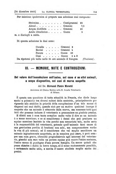 La clinica veterinaria rivista di medicina e chirurgia pratica degli animali domestici