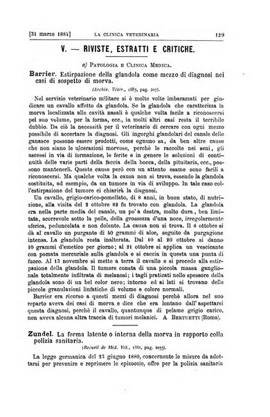 La clinica veterinaria rivista di medicina e chirurgia pratica degli animali domestici