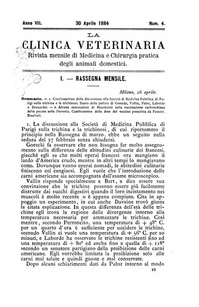 La clinica veterinaria rivista di medicina e chirurgia pratica degli animali domestici