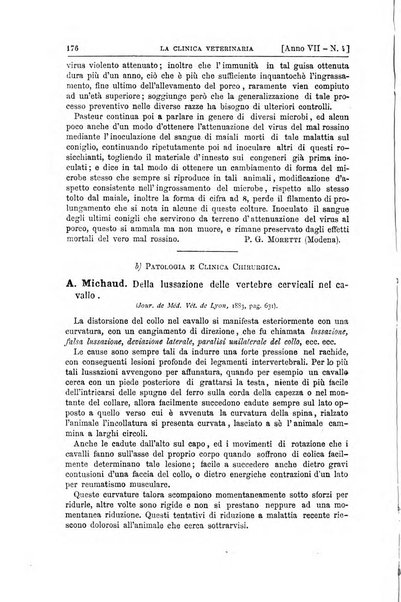 La clinica veterinaria rivista di medicina e chirurgia pratica degli animali domestici