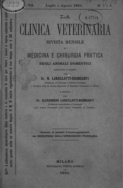 La clinica veterinaria rivista di medicina e chirurgia pratica degli animali domestici