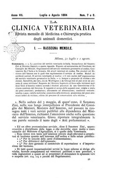 La clinica veterinaria rivista di medicina e chirurgia pratica degli animali domestici