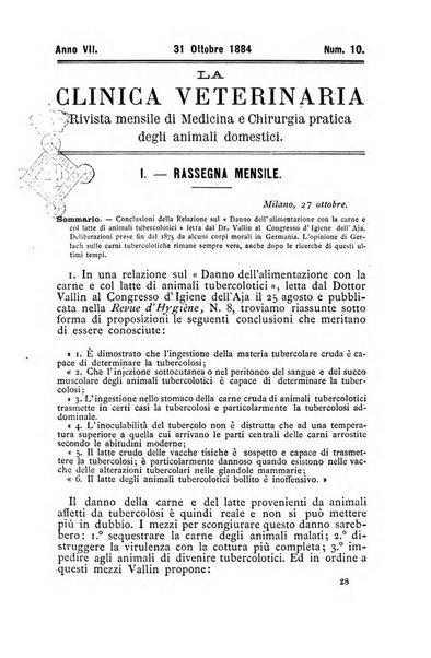 La clinica veterinaria rivista di medicina e chirurgia pratica degli animali domestici