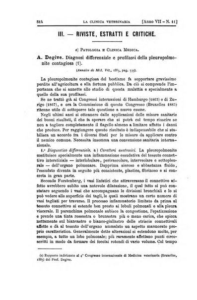 La clinica veterinaria rivista di medicina e chirurgia pratica degli animali domestici