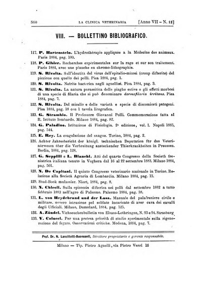 La clinica veterinaria rivista di medicina e chirurgia pratica degli animali domestici