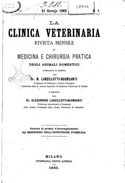 La clinica veterinaria rivista di medicina e chirurgia pratica degli animali domestici