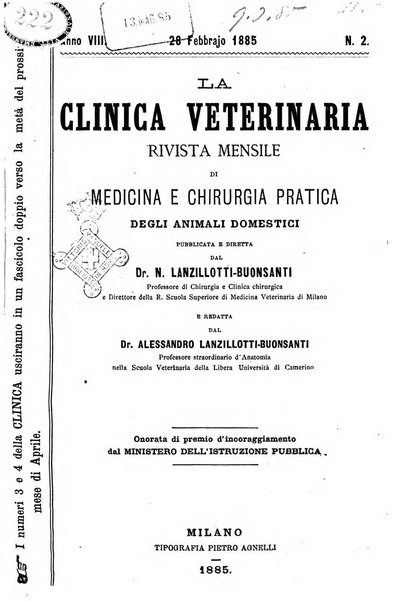 La clinica veterinaria rivista di medicina e chirurgia pratica degli animali domestici