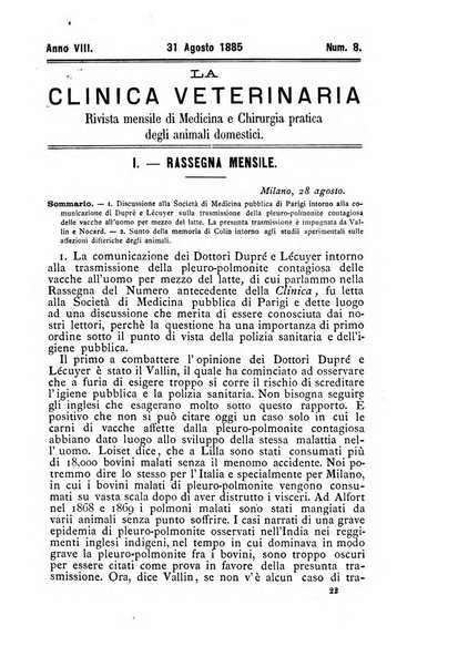 La clinica veterinaria rivista di medicina e chirurgia pratica degli animali domestici