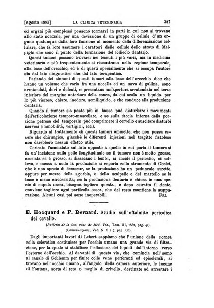 La clinica veterinaria rivista di medicina e chirurgia pratica degli animali domestici