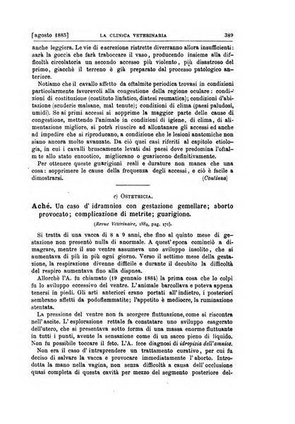 La clinica veterinaria rivista di medicina e chirurgia pratica degli animali domestici