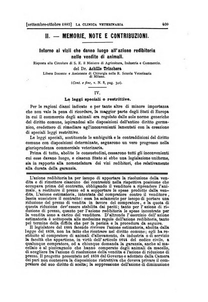 La clinica veterinaria rivista di medicina e chirurgia pratica degli animali domestici