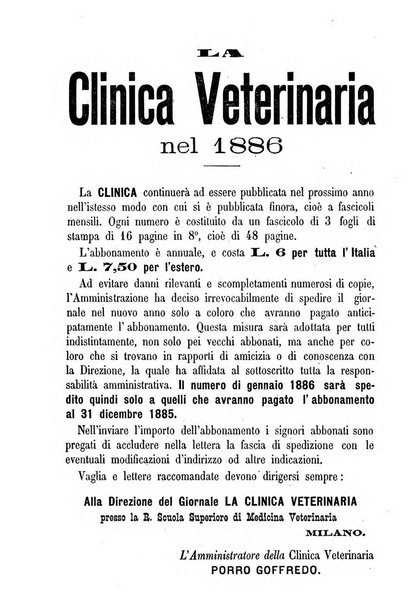 La clinica veterinaria rivista di medicina e chirurgia pratica degli animali domestici