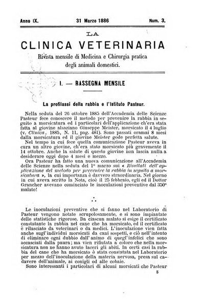 La clinica veterinaria rivista di medicina e chirurgia pratica degli animali domestici